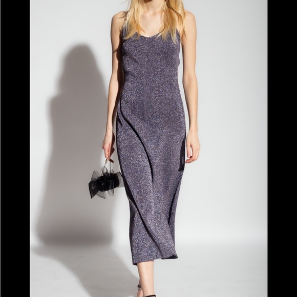Tory Burch‎ metallic purple silver knitted slip dress size small NWOT maxi - Picture 1 of 7